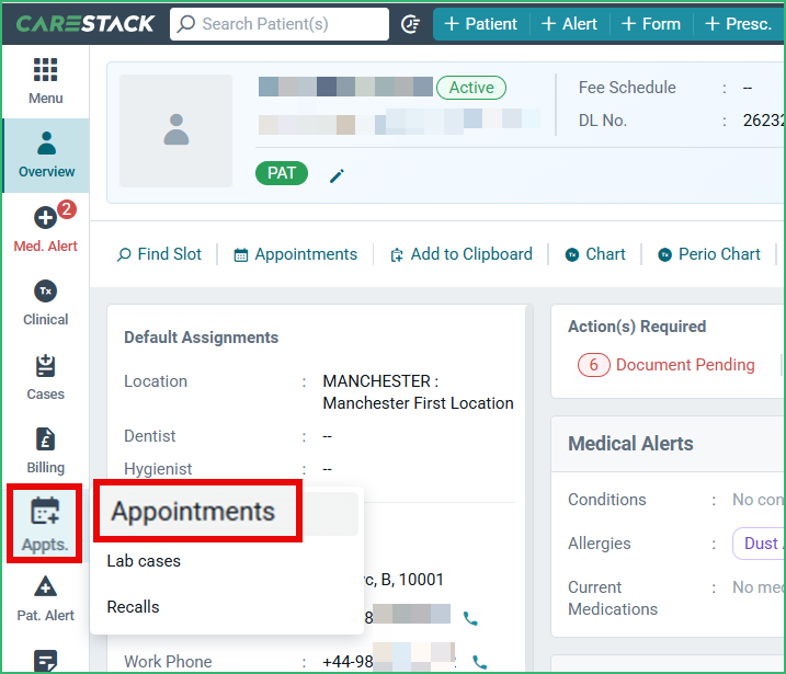 Overview of Patient's Appointments – CareStack